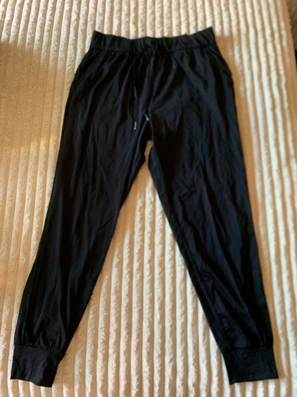 Men's Black Jogger Pants with Elastic Waist and Cuffed Ankles